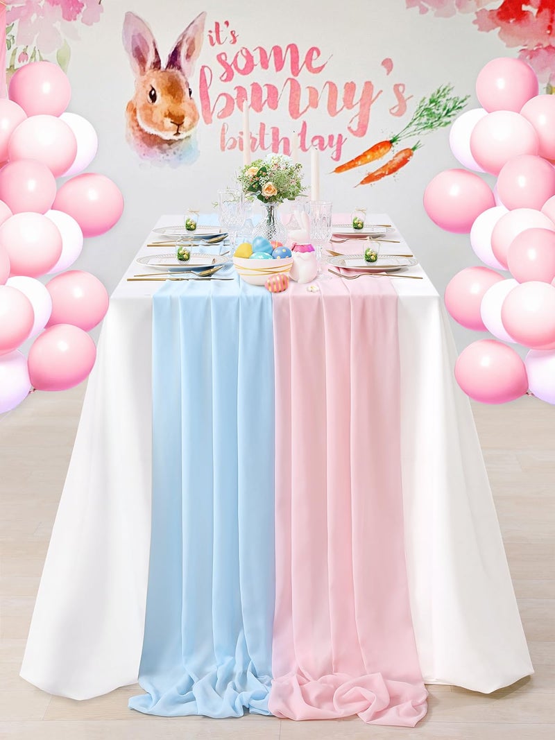 SoarDream Chiffon Table Runner 27x120 Inches Sheer Pink Table Runners 2 Packs 10Ft Romantic Fabric for Rustic Wedding Party Birthday Arch Decoration - Image 2